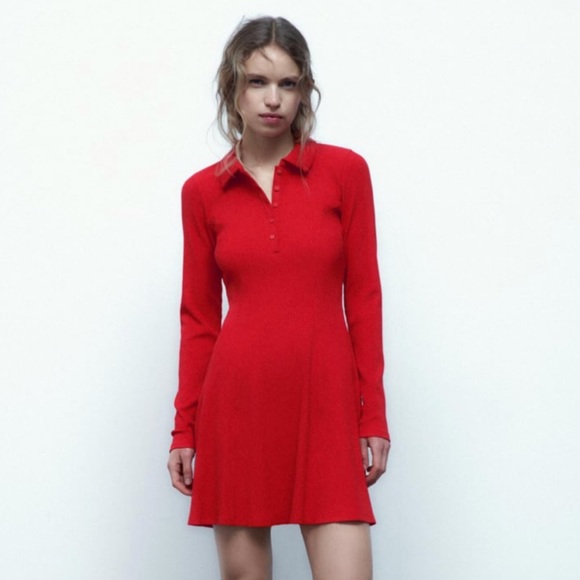 NWT ZARA POLO MINI DRESS SIZE S RED NWT - Picture 2 of 2